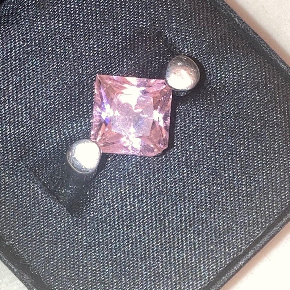 Beautiful Pink Stone Ring In Sterling Silver  Size 9